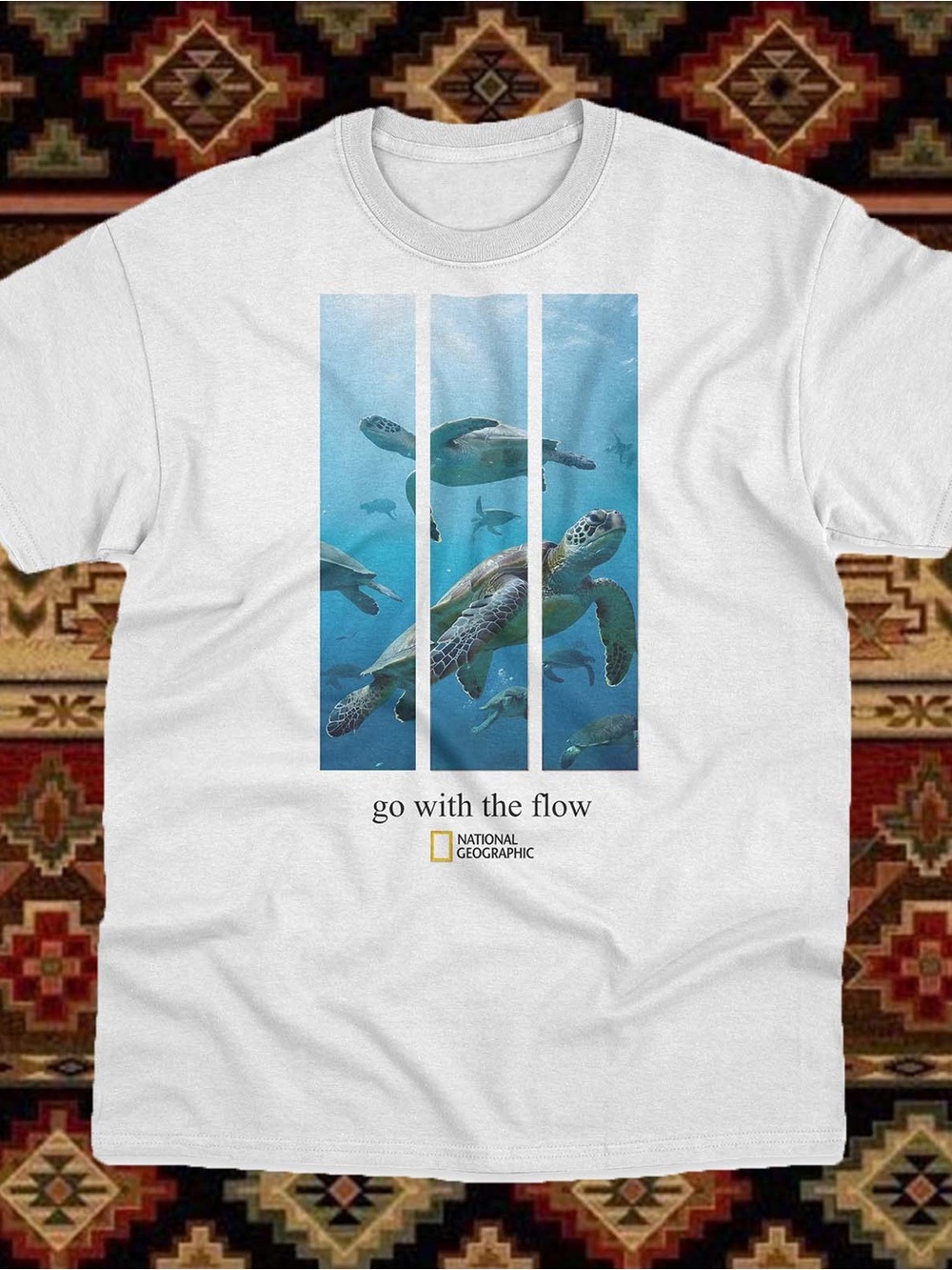 National Geographic White "Go With The Flow" Sea Turtle T-Shirt